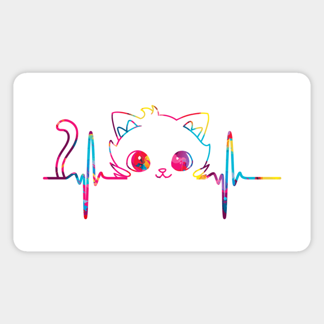 Cute Kitty Heartline Magnet by Designed By Marty